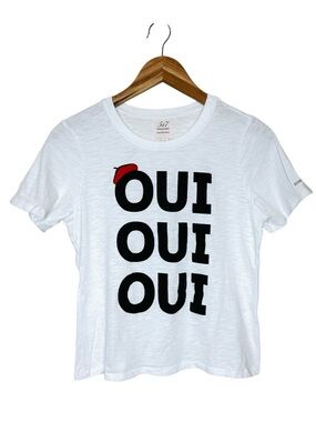 Cinq à Sept Tous Les Jours Graphic Baby T-shirt Size Small Oui Oui Oui White